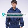 纯棉牛仔连体工作服套装男电焊服劳保服长袖汽修工装防尘服带帽